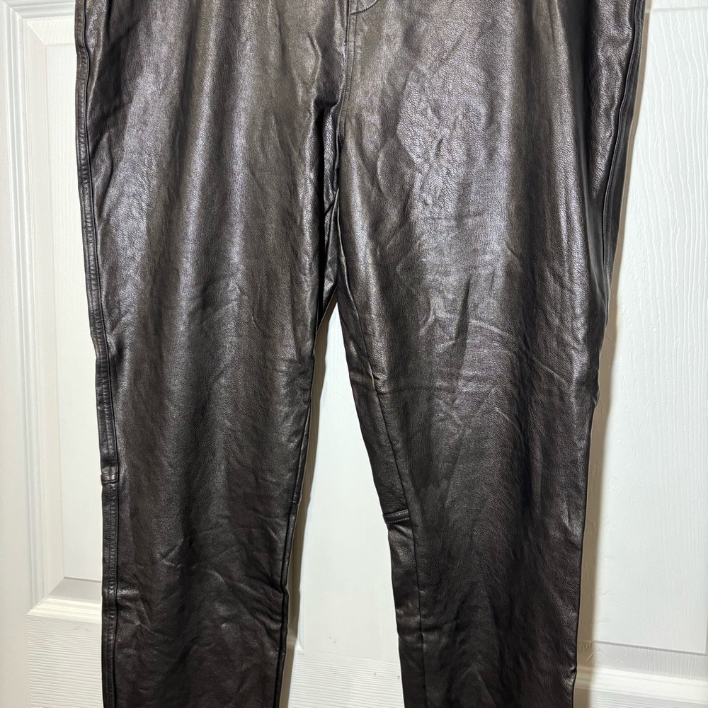 Spanx Faux Leather Pull On Leggings Pants Womens XL Stretchy Baddie Biker Black - Picture 5 of 8
